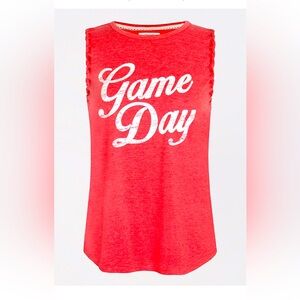 Red Game Day Braided Shoulder Graphic Tank Top size M